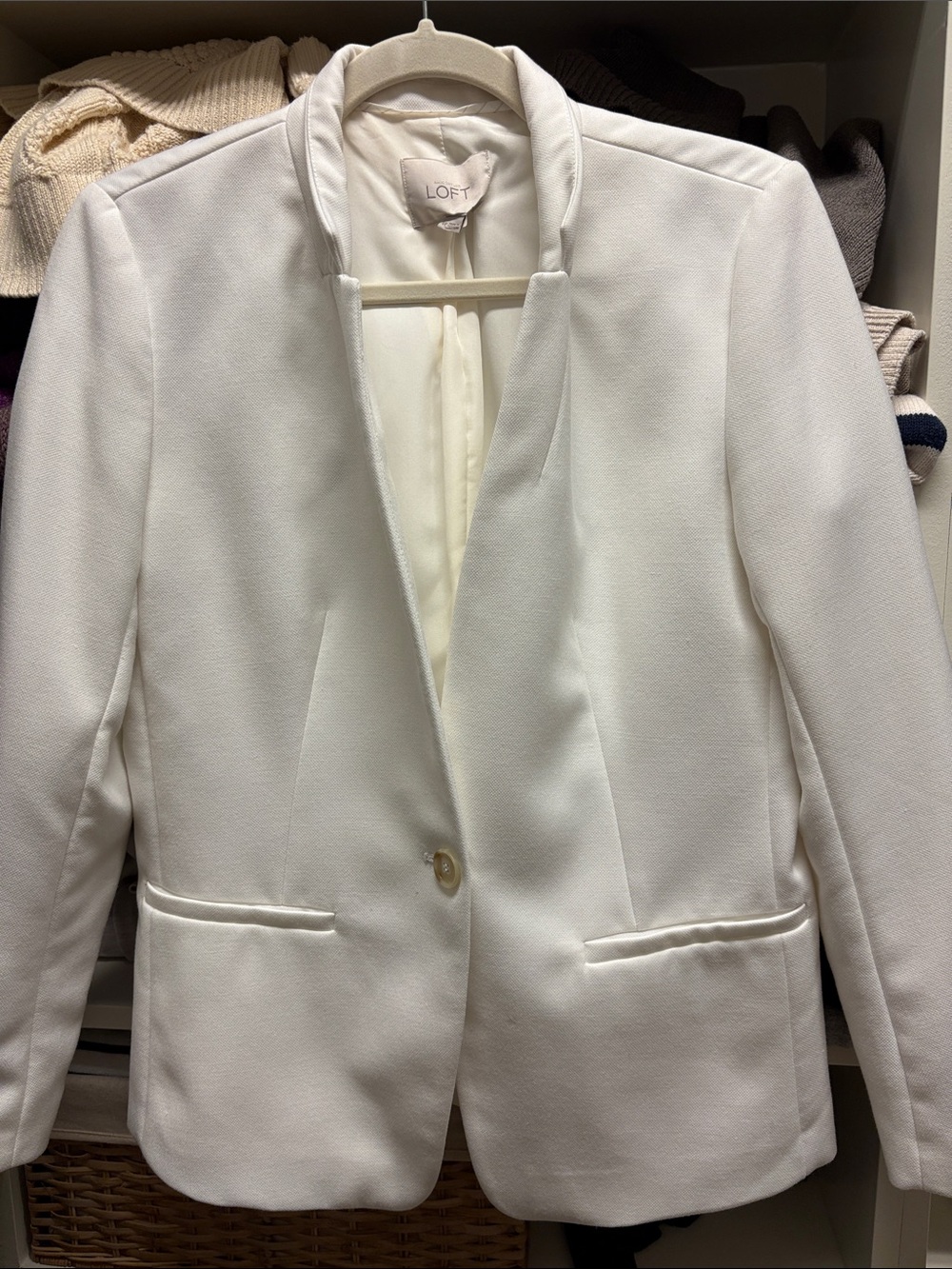 LOFT White Single-Button Tailored Blazer
